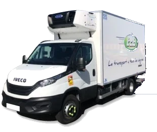 Porteur frigorifique IVECO à hayon, aux couleurs TCB